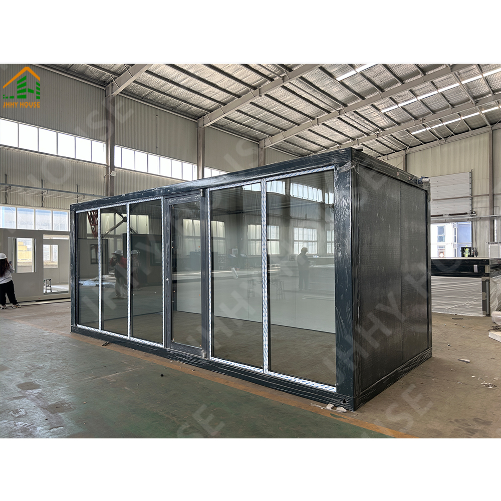 20Ft Luxury Foldable Container House Prefabricated Mobile Coffee Shop Flower Store With Glass Curtai